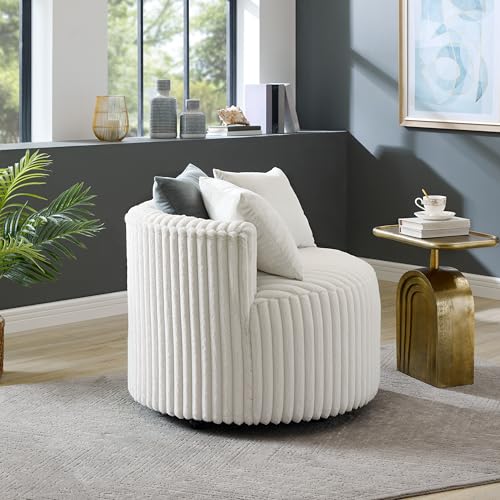 360 Swivel Accent Barrel Chair with Storage Ottoman & Headrest