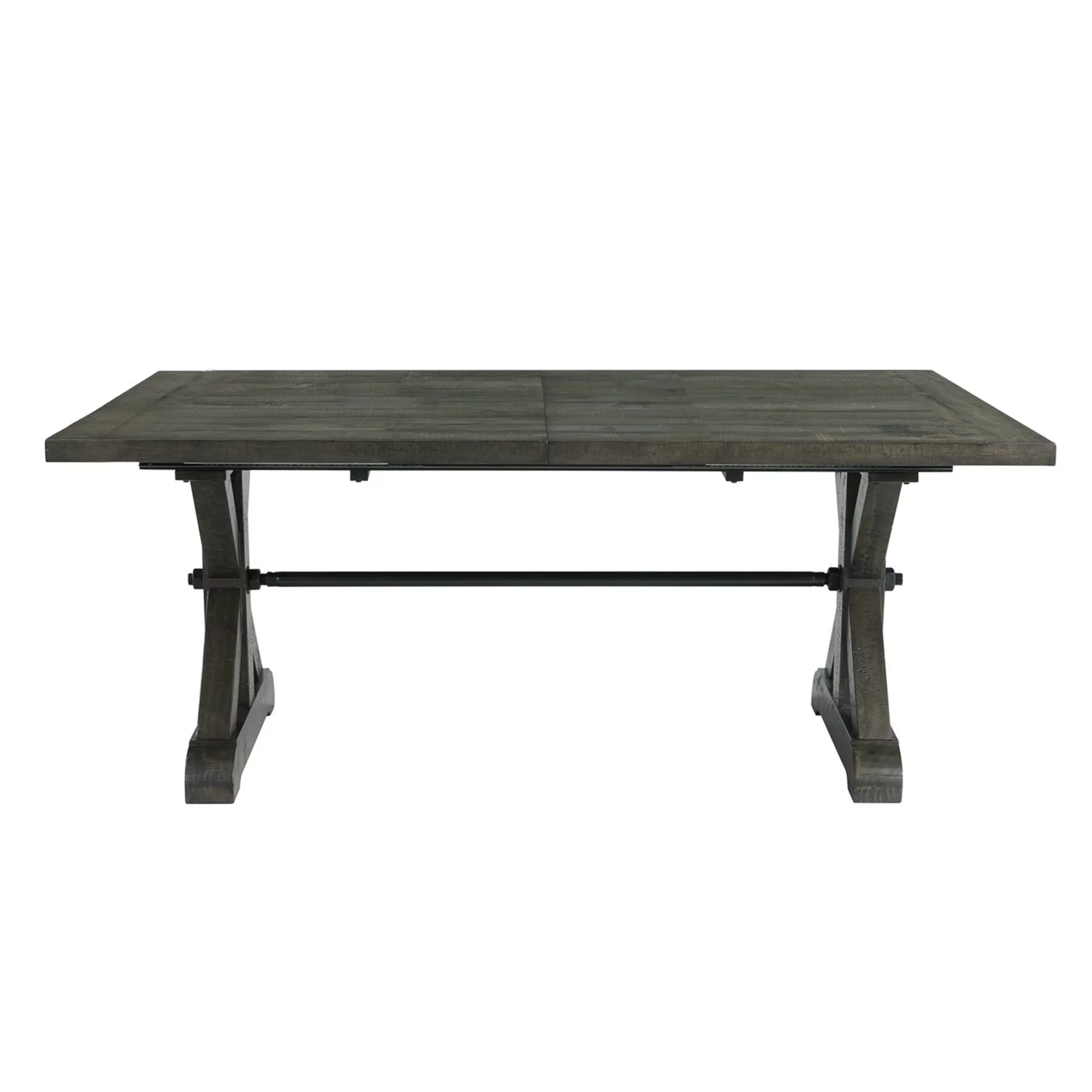 Trestle 96" Rectangle Extension Pedestal Dining Table in Distressed Gray Wood