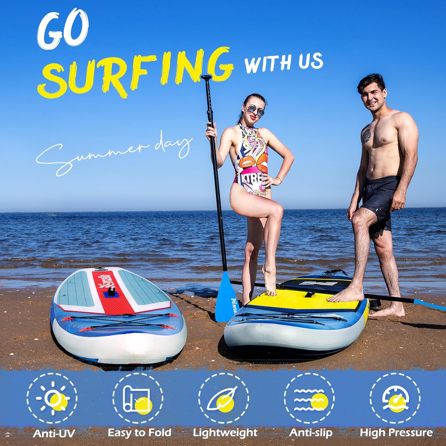 Paddle Board, Inflatable Stand Up Paddle Board, 10.6'×33"×6" Ultra-Light SUP Board with Hand Pump, Leash, Repair Kit