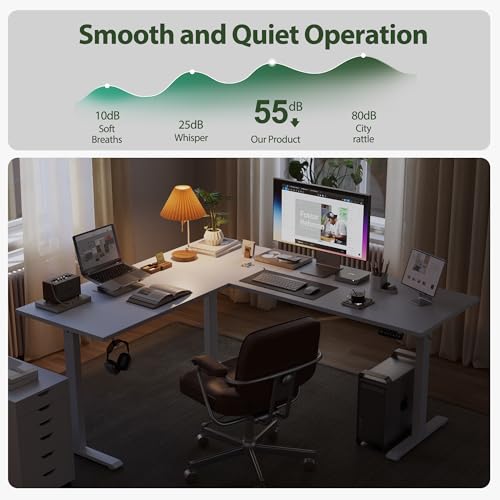 Agilestic L Shaped Electric Standing Desk with 2 Drawers, 63 Inch Ergonomic Adjustable Height Desk with Storage