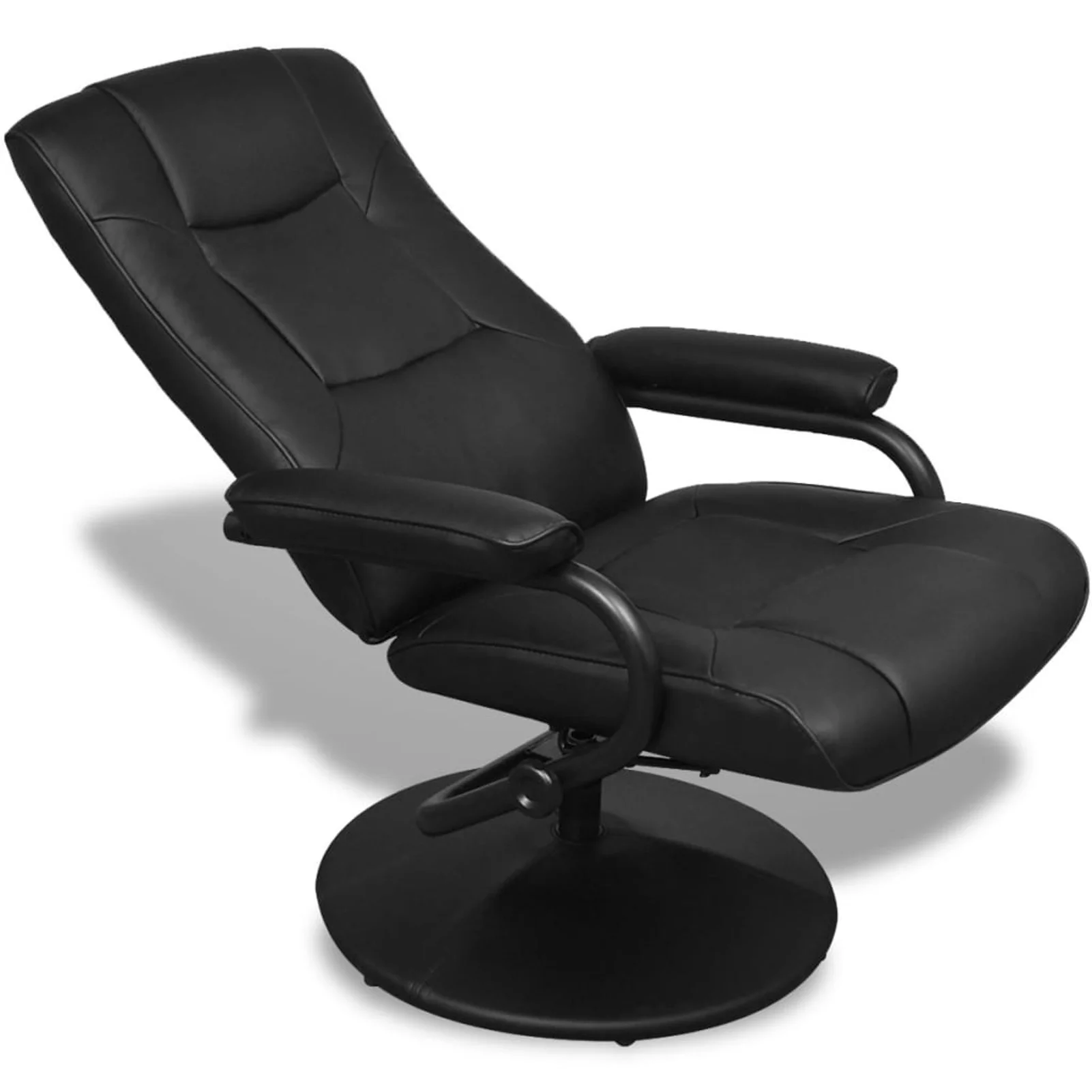 Tomshoo Swivel Recliner with Ottoman Black Faux Leather