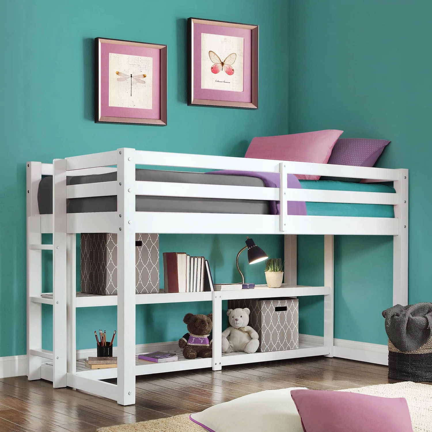 Better Homes and Gardens Greer Twin Loft Storage Bed, Black