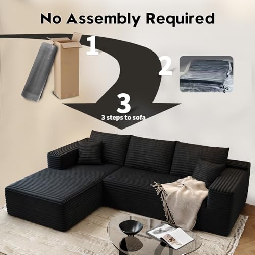 107.5" Cloud Modular Sectional Sofa with 1 Ottoman,Modern Minimalist Upholstered Couches, Comfort U Shaped Sofa for Living Room