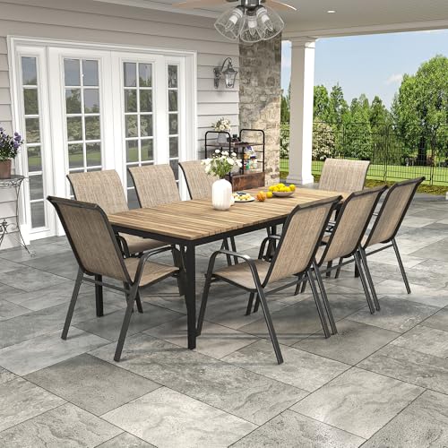 Patio Chairs Set of 6, Stackable Outdoor Dining Chairs for All Weather Textilene Fabric & Metal Frame, Outdoor Chairs Set for Backyard Deck Garden