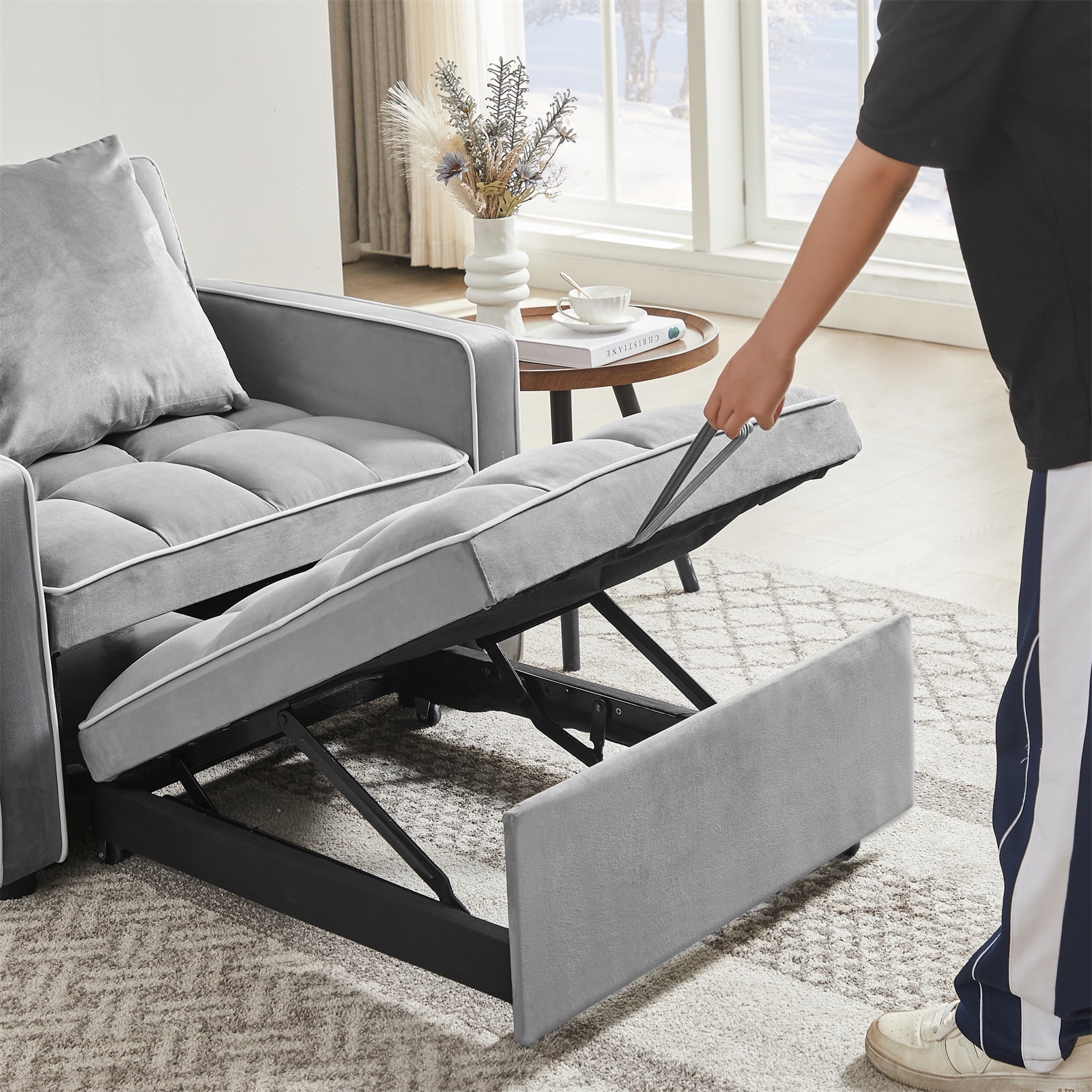 Belord 3-in-1 Velvet Chair Bed