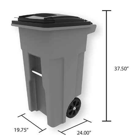 Toter 32 gal. Blackstone Trash Can with Quiet Wheels and Attached Lid