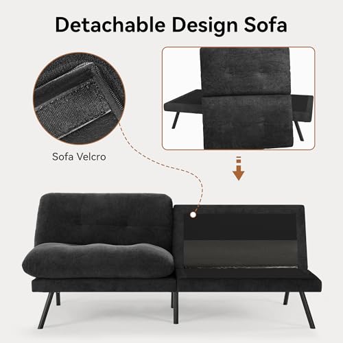 71" Convertible Futon Sofa,Faux Leather Futon Couch Bed,Sleeper Sofa Bed,Memory Foam Modern Folding Small Loveseat for Living Room,Office,Apartment