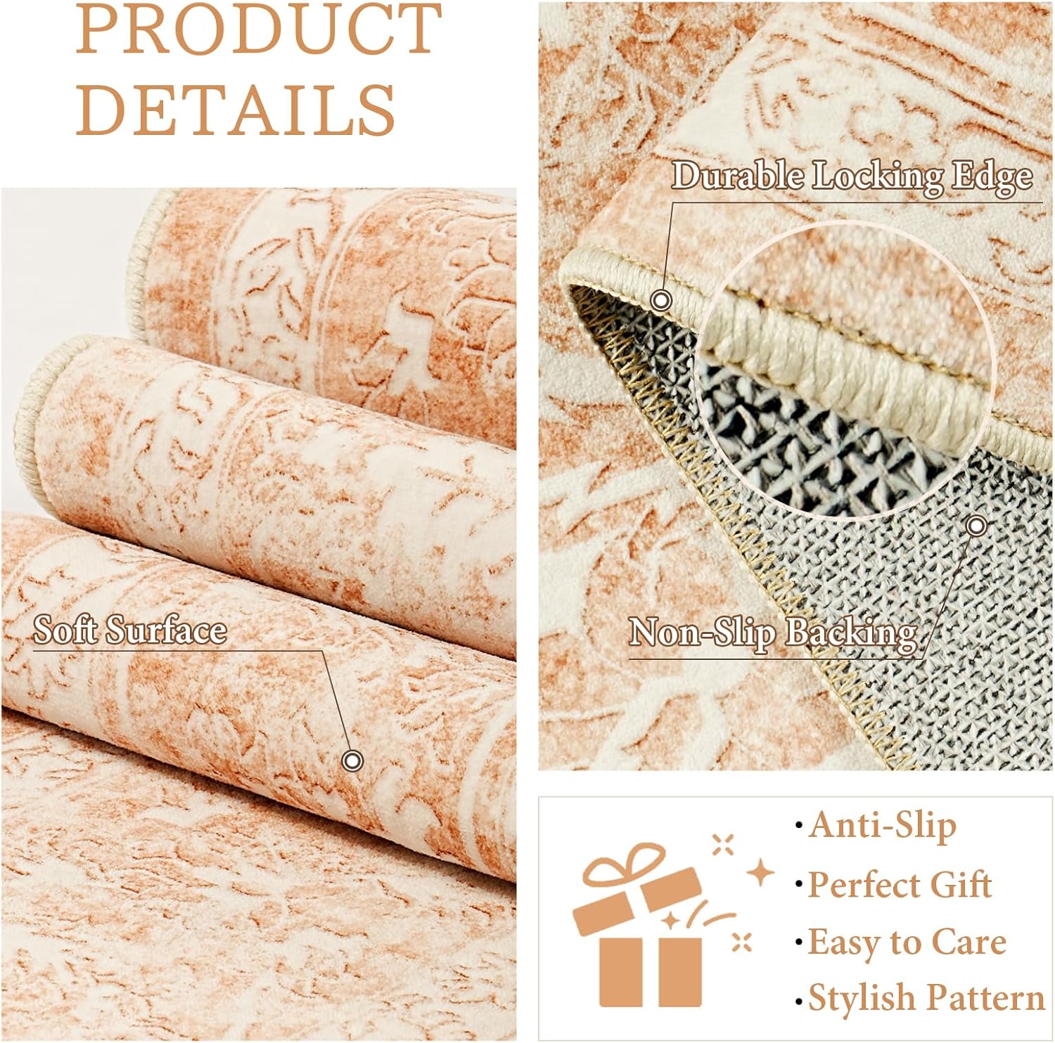 Madane 8x10 Area Rugs for Living Room, Anti-Slip Backing Area Rugs 8x10, Machine Washable Rugs 8x10, Soft Distressed 8x10 Rug