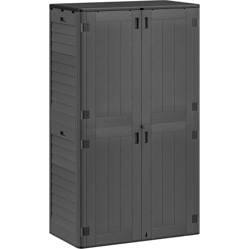 YITAHOME 60 cuft Vertical Outdoor Storage Shed w/o Shelf, Large Waterproof Storage Cabinet for Garden Shed, Tall Outdoor Storage Shed for Garage