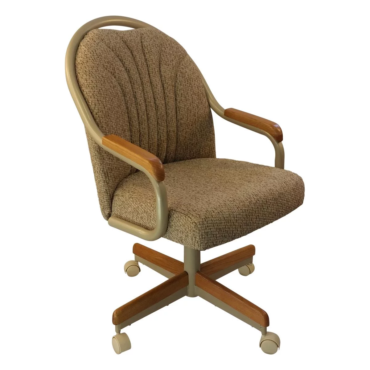 Caster Chair Company Britney Swivel Tilt Caster Arm Chair in Wheat Tweed Fabric