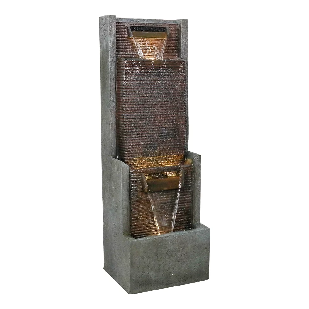39.3-Inch High Indoor Water Fountain with LED Lights - Cascading Fountains for Home, Office, Garden and Patio Decor