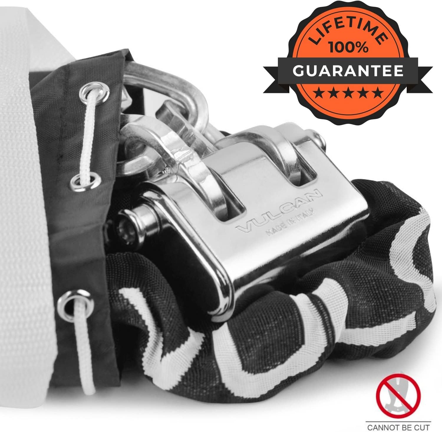 VULCAN Security Chain and Lock Kit - Premium Case-Hardened - 5/16 Inch x 3 Foot (+/- 1.5 Inches) - Chain Cannot Be Cut with Bolt Cutters or Hand Tools