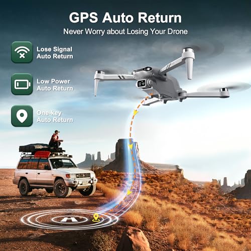Drone with Camera for Adults 4K, Upgraded 4.5inch LCD RC Screen, GPS 2-Axis Gimbal Quadcopter Brushless Motor, Auto Return, Follow Me, Waypoint Fly
