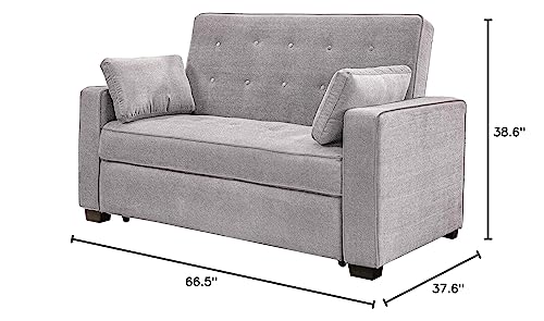 Serta Ainsley 72.6" Convertible Sleeper Sofa, Queen Size, Dreamcoil Comfort, Soft Velvet Fabric, Navy