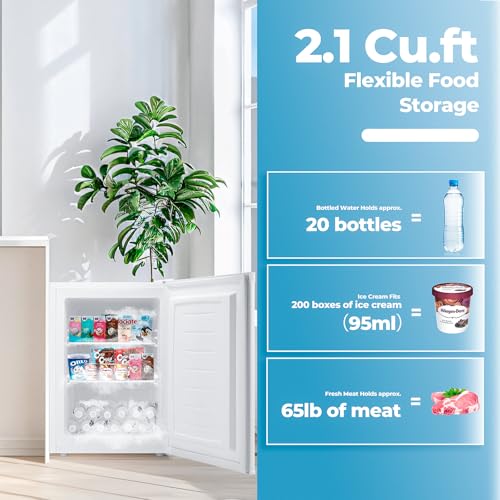 3.0 Cu.ft Upright Freezer, Small Mini Freezer with Adjustable Thermostat, Removable Shelves, Reversible Single Door, for Bedroom/Home/Dorms/Apartment