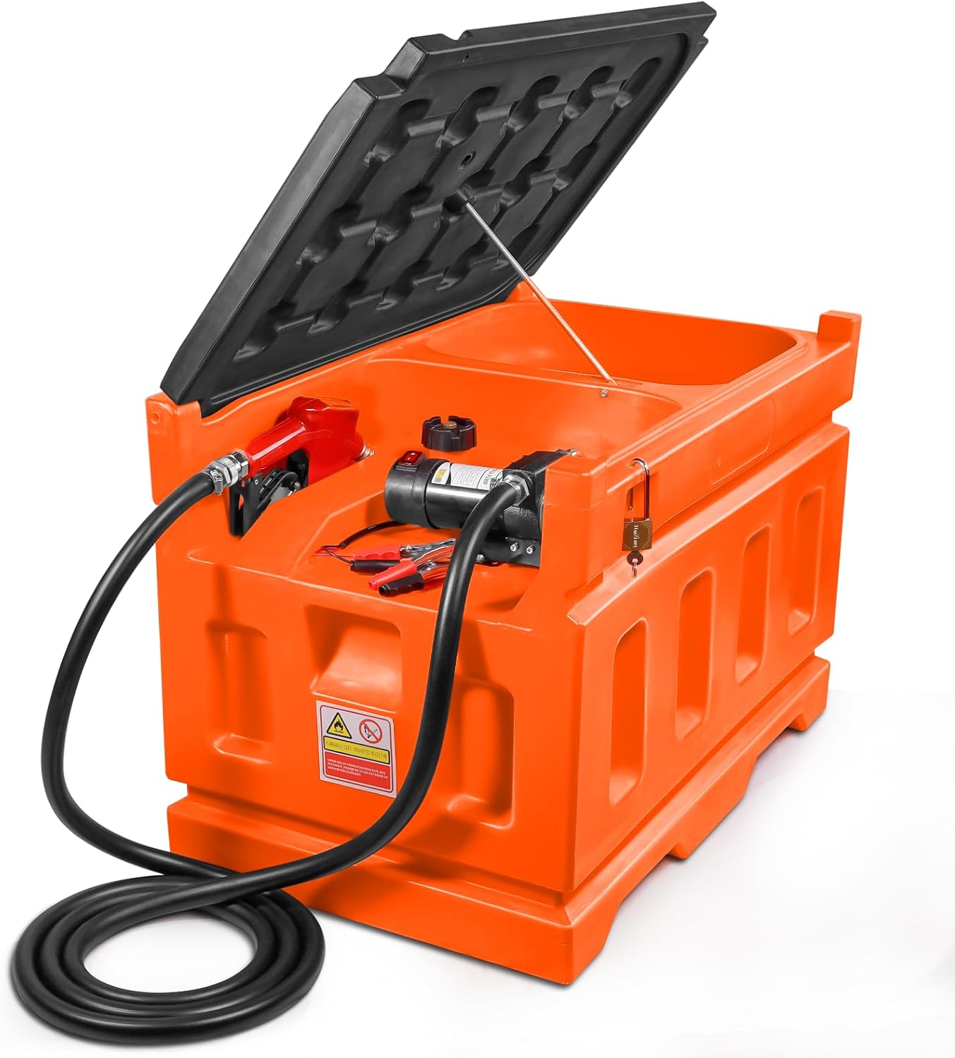 Portable Diesel Tank with Pump, 48 Gallon 10GPM Flow Rate Diesel Fuel Transfer Tank with 12V Electric Transfer Pump, Auto Fueling Nozzle, 13FT Hose