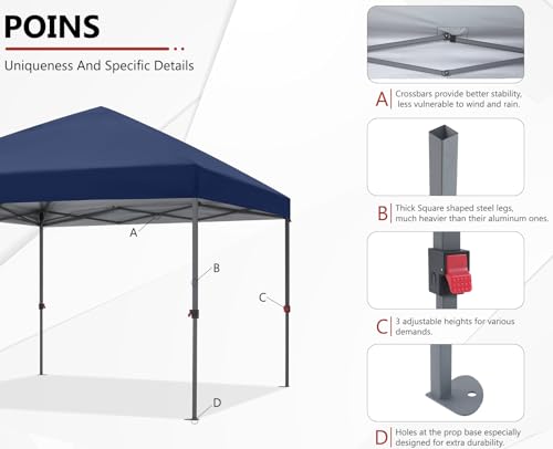 ABCCANOPY Durable Easy Pop up Canopy Tent 10x10, Red