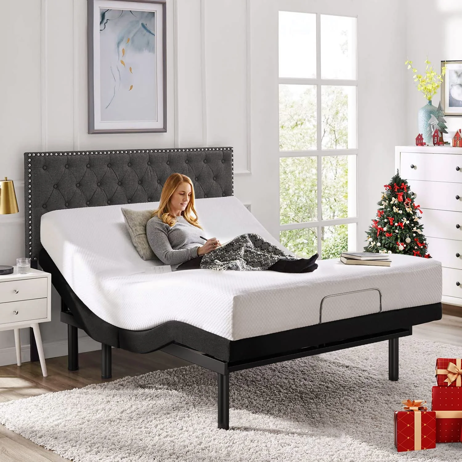 Twin Adjustable Bed Frame  Adjustable Bed Base for Stress Management  Zero Gravity Base  Head and Foot Incline with 3-Speed Massage  Anti-Snore