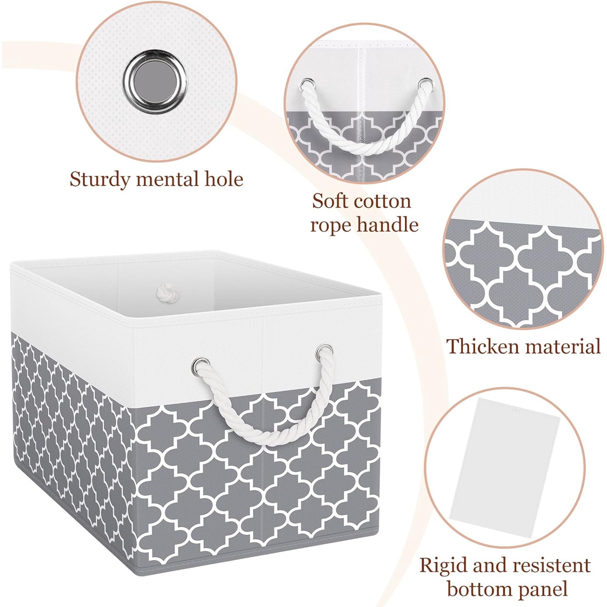 Storage Bins , Foldable Storage Baskets for Organizing Toys, Books, Shelves, Closet, Large Storage Box with Rope Handles, Sturdy Organizer Bins