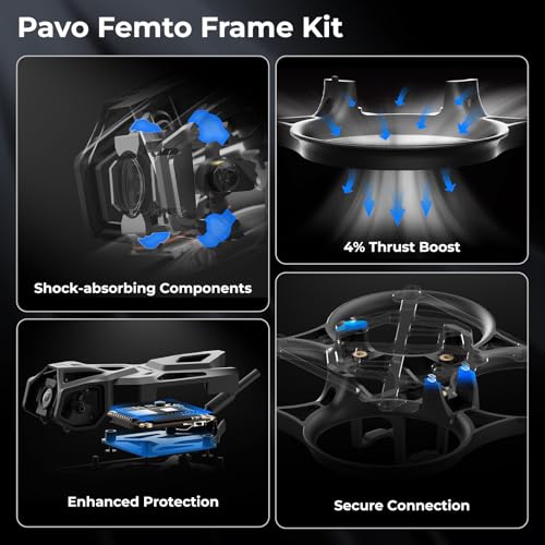 BETAFPV Pavo Femto Brushless Whoop Quadcopter, 2S Pocket Drone with HD VTX Bracket for DJI O4 Air Unit, F4 2-3S 20A FC, LAVA 1102|14000KV Motor