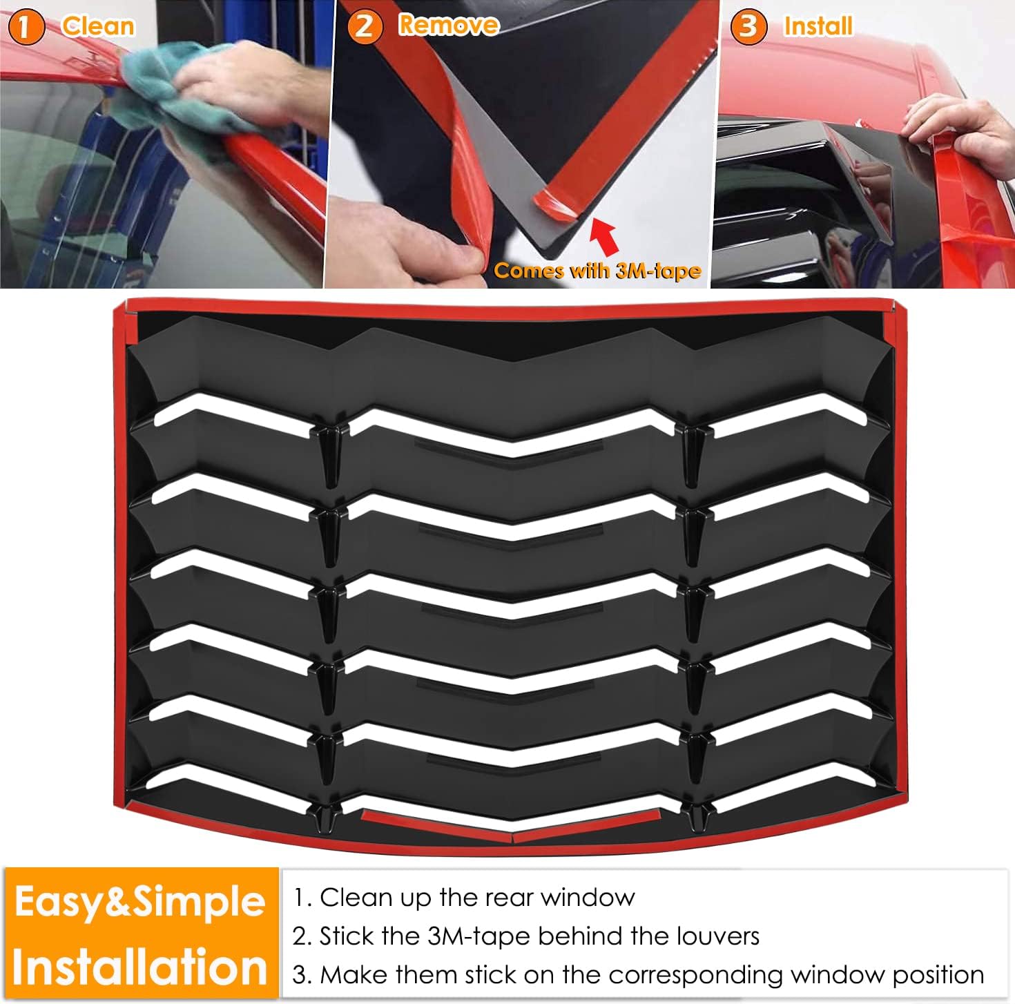 Rear Window Louver Fits for Ford Mustang 2005 2006 2007 2008 2009 2010 2011 2012 2013 2014 Windshield Sun Shade Rain Covers in GT Lambo Style Fit All