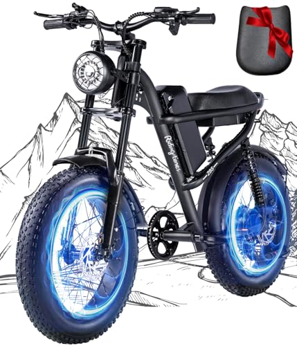 Riding'times 1500W Electric Bike for Adults Full Suspension, Long Seat Dirt Bike with 20" Fat Tire, Max 28/31MPH & 37-150 Miles