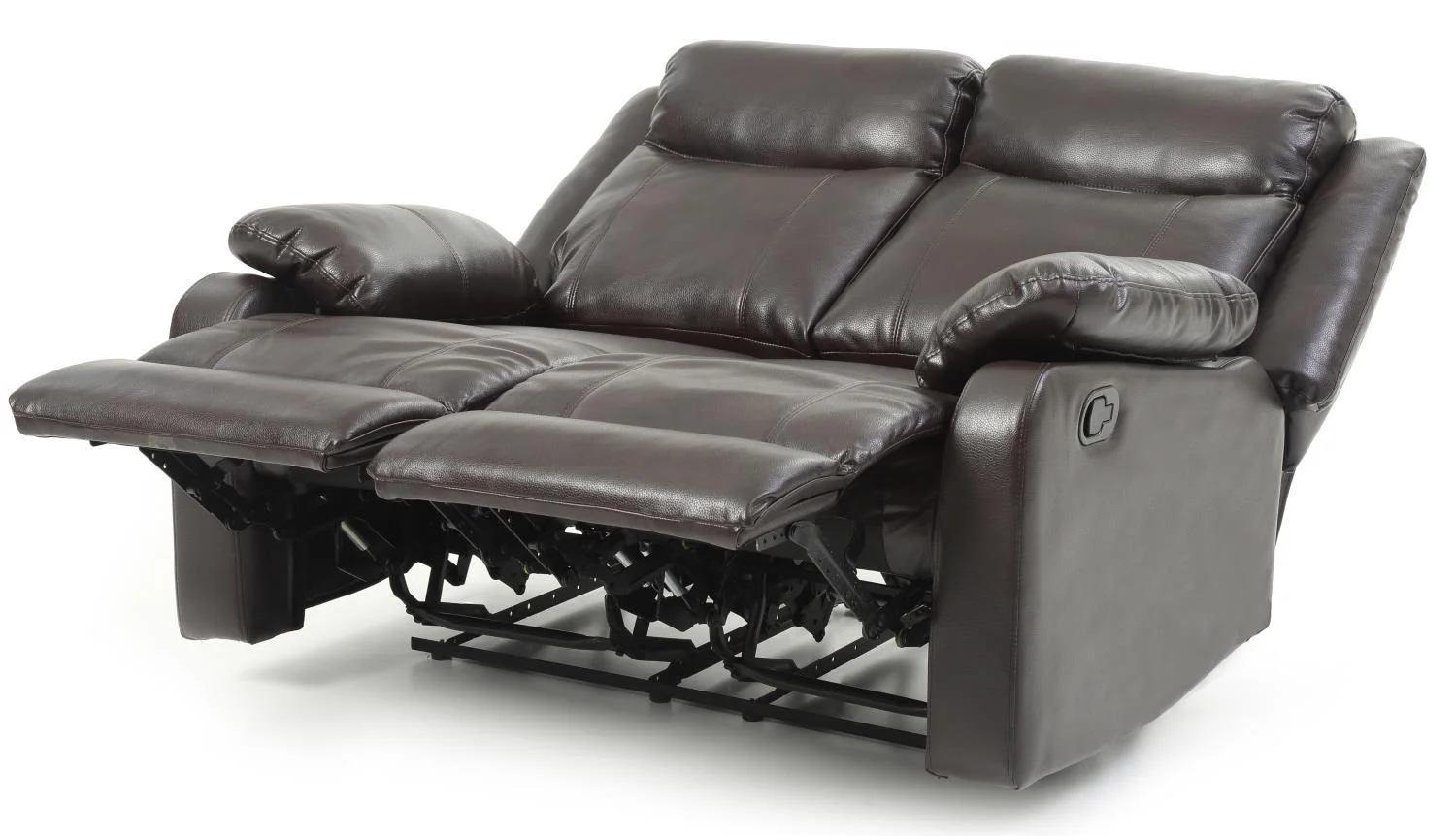 Glory Furniture Ward Faux Leather Double Reclining Loveseat in Dark Brown