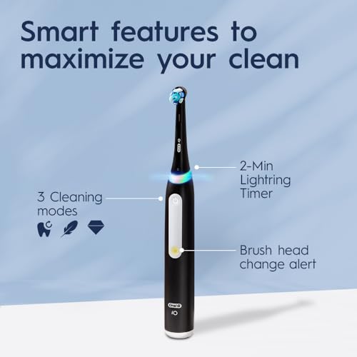 Oral-B iO Deep Clean Rechargeable Electric Powered Toothbrush, Black with iO Series 3 Limited, 2 Brush Heads and Travel Case