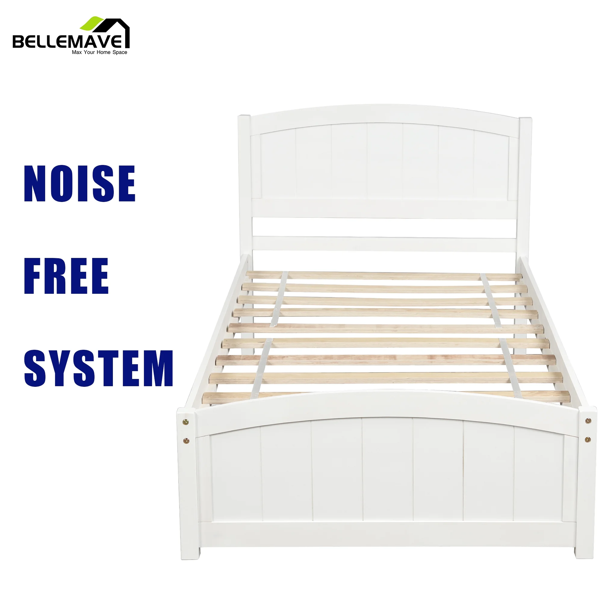 Bellemave Twin Wood Kids Platform Bed for Boys and Girls, White