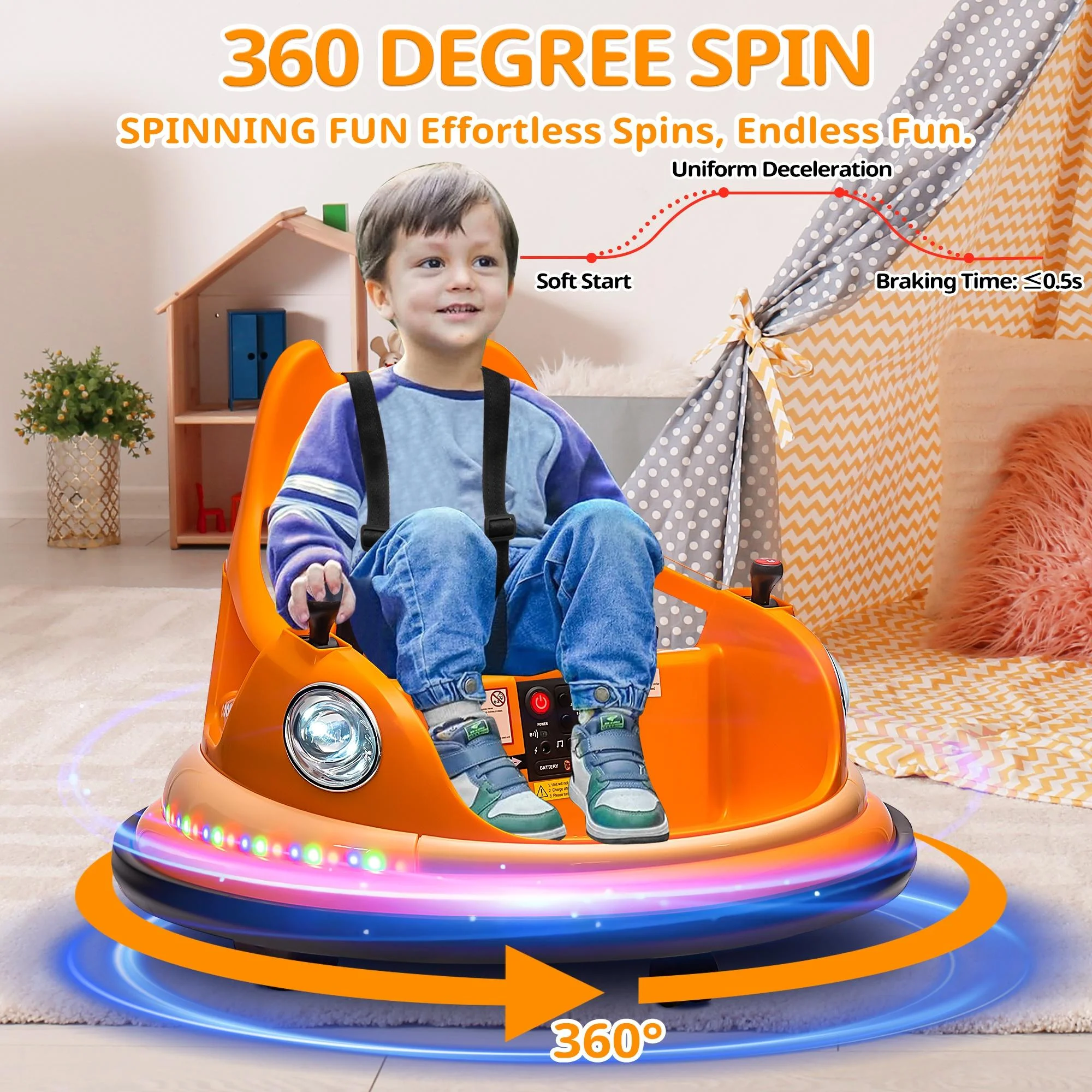 iRerts 12V Bumper Cars for Kids, Bumper Car Ride on with Remote Control, Battery Powered Kids Ride on Toys for 2-5 Year Old Boys Girls