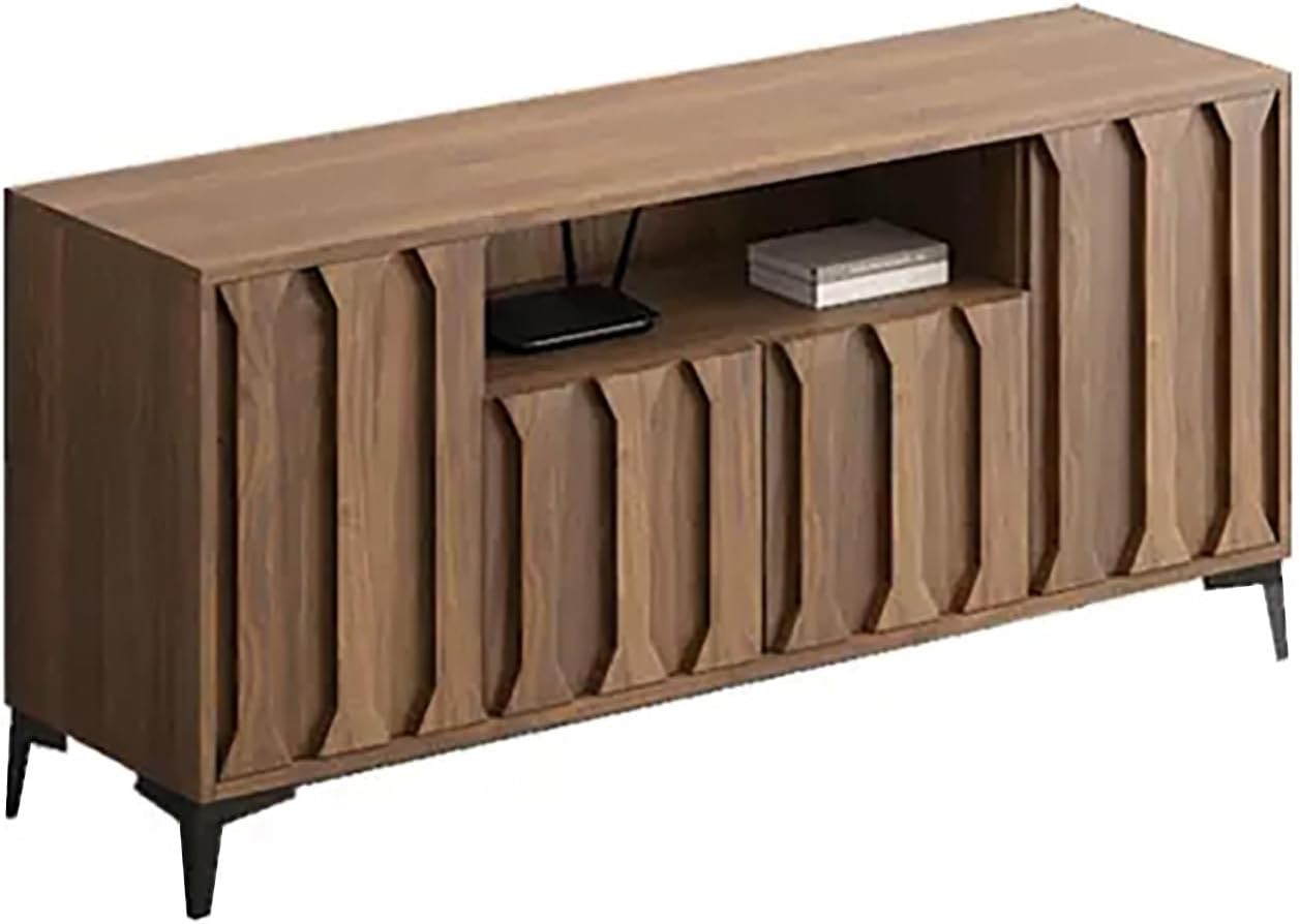 Tall Tv Stand, 160×40×70cm, Wooden TV-Console, Brown TV Cabinet, Entertainment Center Table with Large Storage, Bearing Capacity 500kg