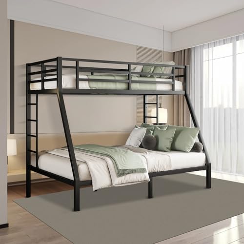 Full Size Metal Loft Bed Heavy-Duty Loft Bed Frame, LED Loft Bed Frame with L Shaped Desk, Wardrobe, Storage Stairs