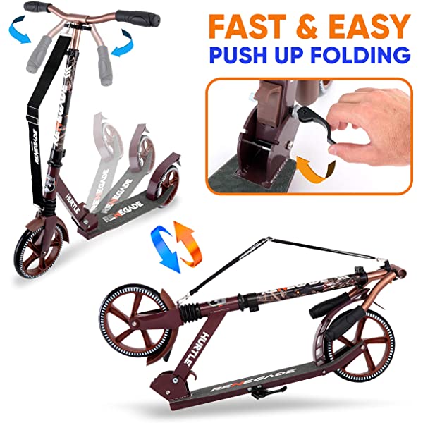 Hurtle Scooter &ndash; Scooter for Teenager &ndash; Kick Scooter &ndash; 2 Wheel Scooter with Adjustable T-Bar Handlebar &ndash