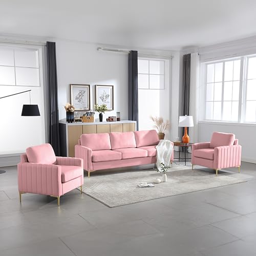 3 Piece Sofa Set Living Room Furniture Sets, Comfy Sofa and Loveseat and Chair