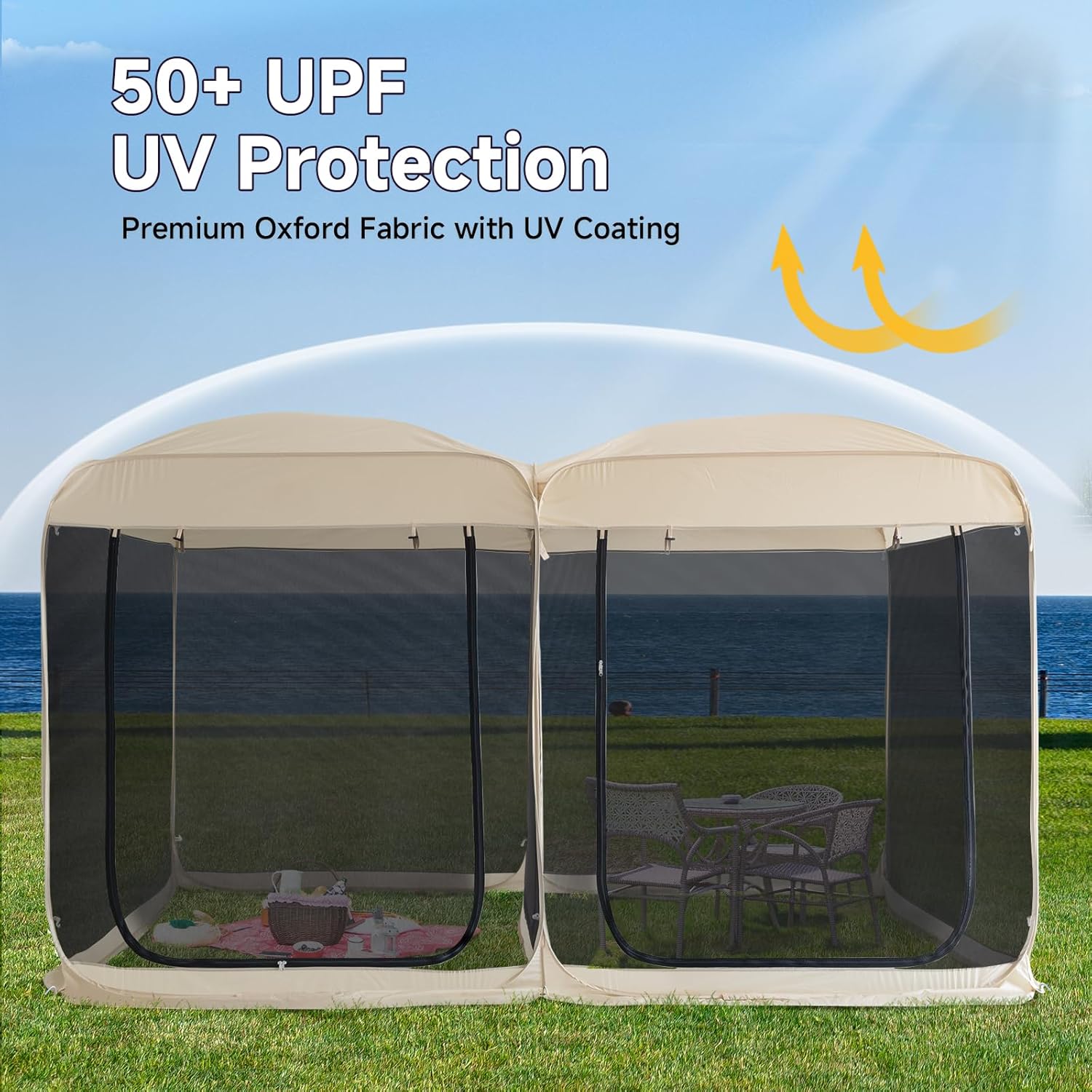 Alvantor Screen House Room 2024 Upgraded 2 in 1 Screen Tent Pop Up Gazebo with Mesh Mosquito Netting, Sun Shade Outdoor Canopy for Patio, Camping