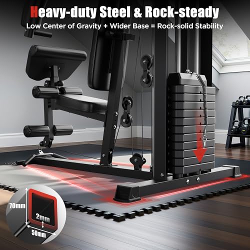 Sportsroyals Home Gym, Multifunctional Home Gym Equipment, Workout Station with 154LBS Weight Stack
