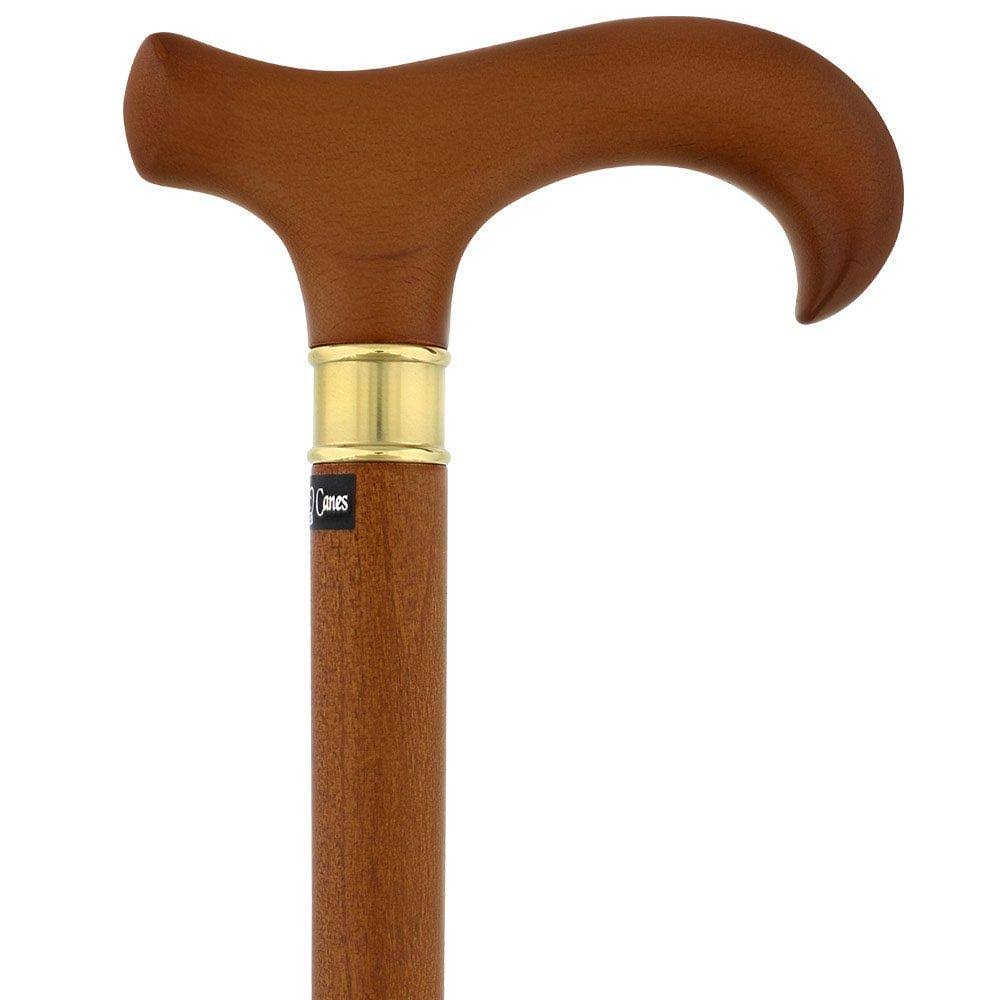 Royal Canes -Extra Long, Super Strong Brown Derby Walking Cane with Beechwood Shaft and Brass Collar