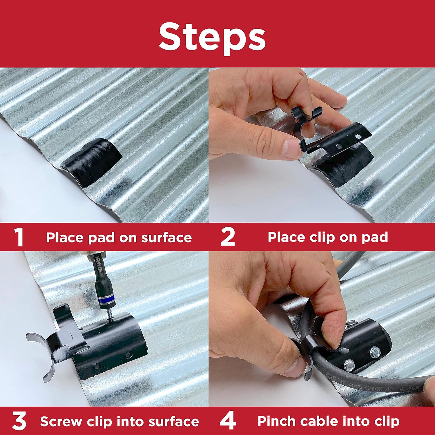 Metal Roof Heat Cable Clip with Butyl Pads - 10 pack
