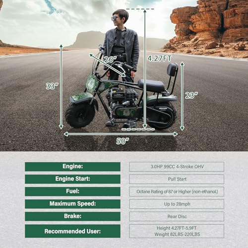 Oryxearth Mini Dirt Bike for Kids, 99CC 4-Stroke Kid Gas Powered Off-Road Pocket Pit Trail Motorcycle W/EPA Approved - Radiant Selections