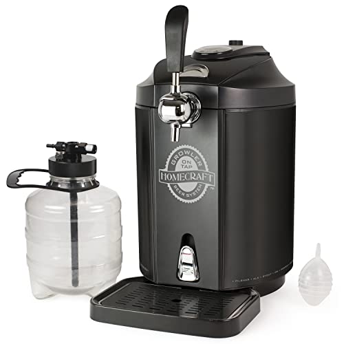 Homecraft Black Stainless Steel Easy-Dispensing Tap Beer Cooling System, Includes Reusable Growler