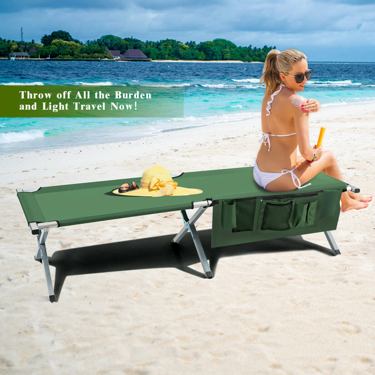 Folding Camping Cot Heavy-Duty Camp Bed with Carry Bag