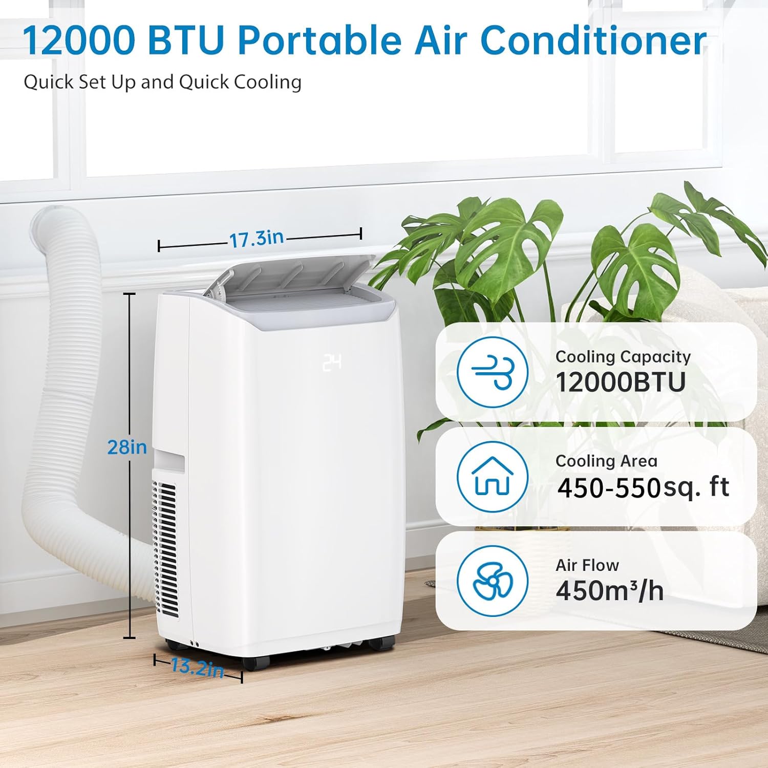 12,000 BTU Portable Air Conditioners/Portable Air Conditioners with Remote Control, Cooling Area Up to 350 sq.ft