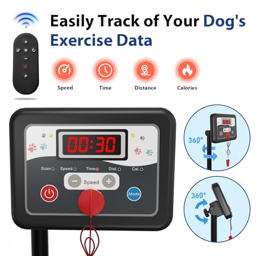 CIIHI Dog Treadmill for Medium Small Dogs - 265lbs Weight Capacity Pet Running Machine with 360° Rotatable Display