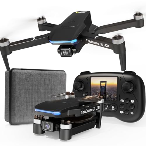 TD31LCD Drone with Camera for Adults, Drones with LCD Screen Remote Control, Real-time Transmission, Brushless Motor, Fine Tuning Function