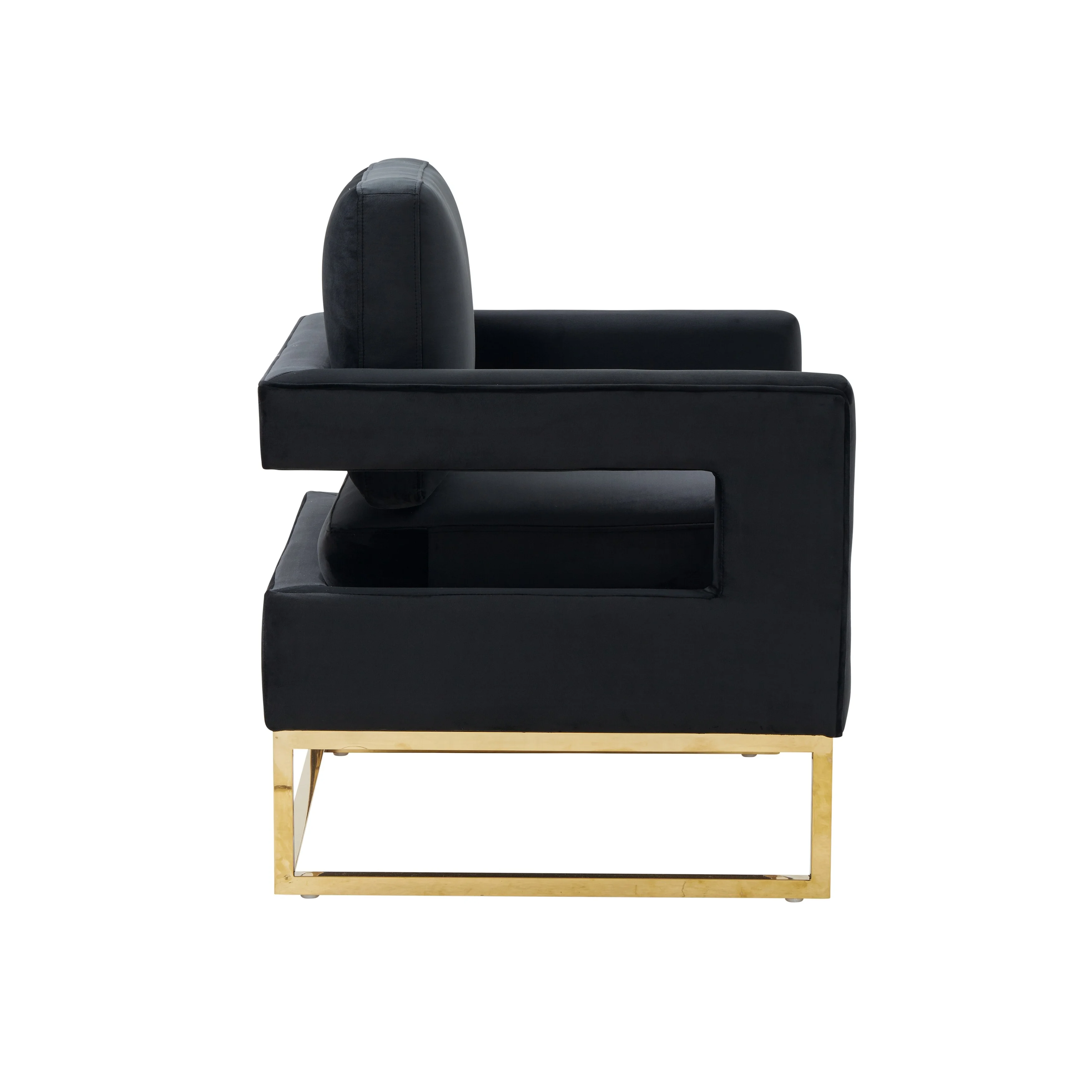 Modrest Edna Modern Black Velvet & Gold Accent Chair