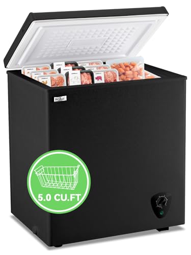 Chest Freezer Small Deep Freezers WANAI 3.5 Cubic Feet Mini Freezer White Free-Standing Top Door Freezer Removable Storage Basket Compact 7