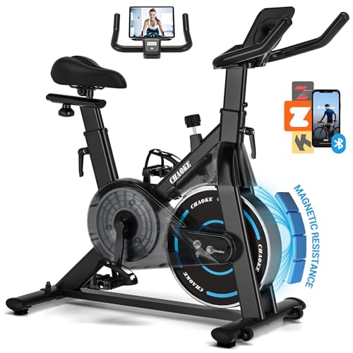 Exercise Bike, CHAOKE Quiet Adjustable Magnetic Resistance Stationary Bike for Home Cardio with App Compatible