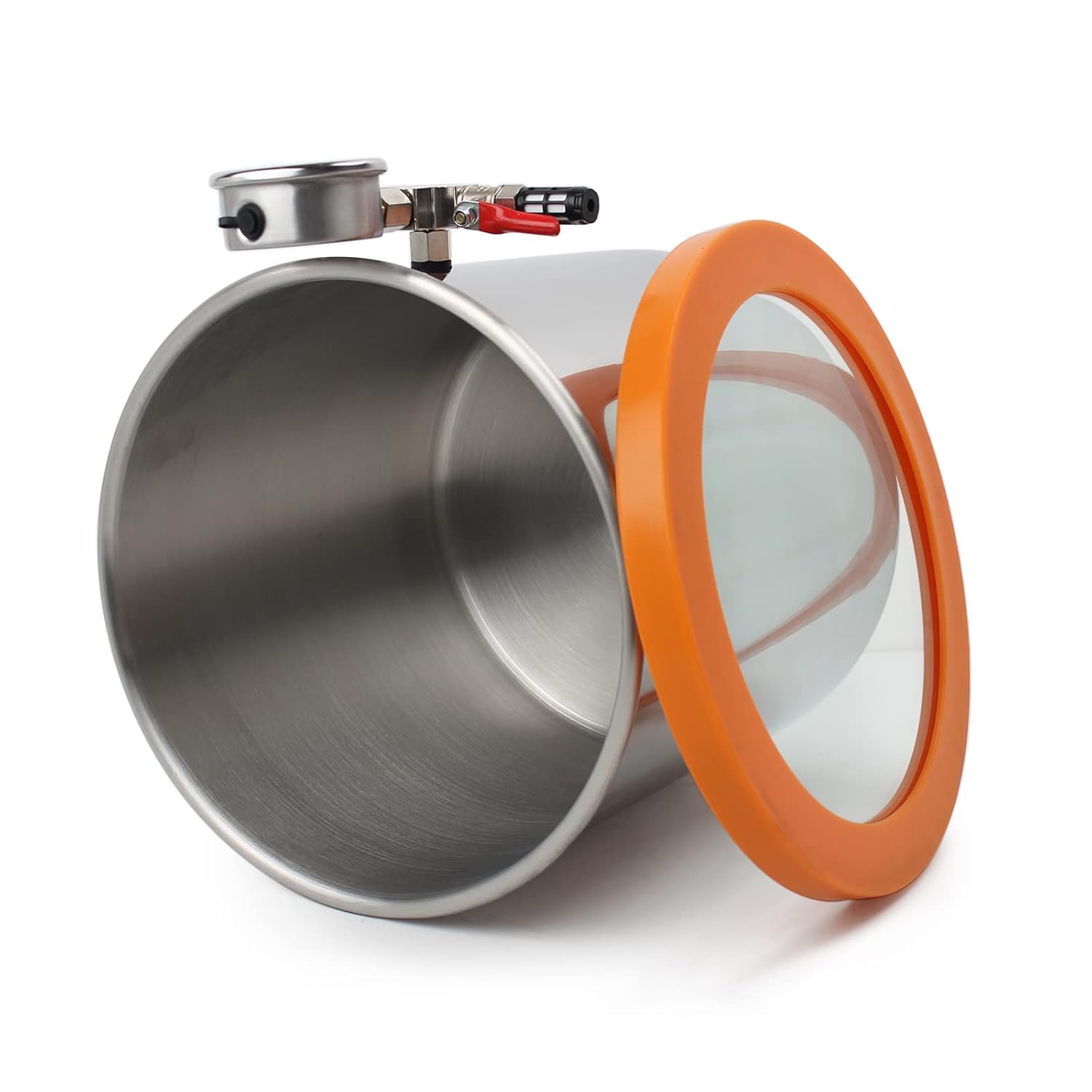 Poofzy 3 Gallon Tempered Glass Lid Stainless Steel Vacuum Chamber Kit for Degassing Silicones, Epoxies and Stabilizing Wood