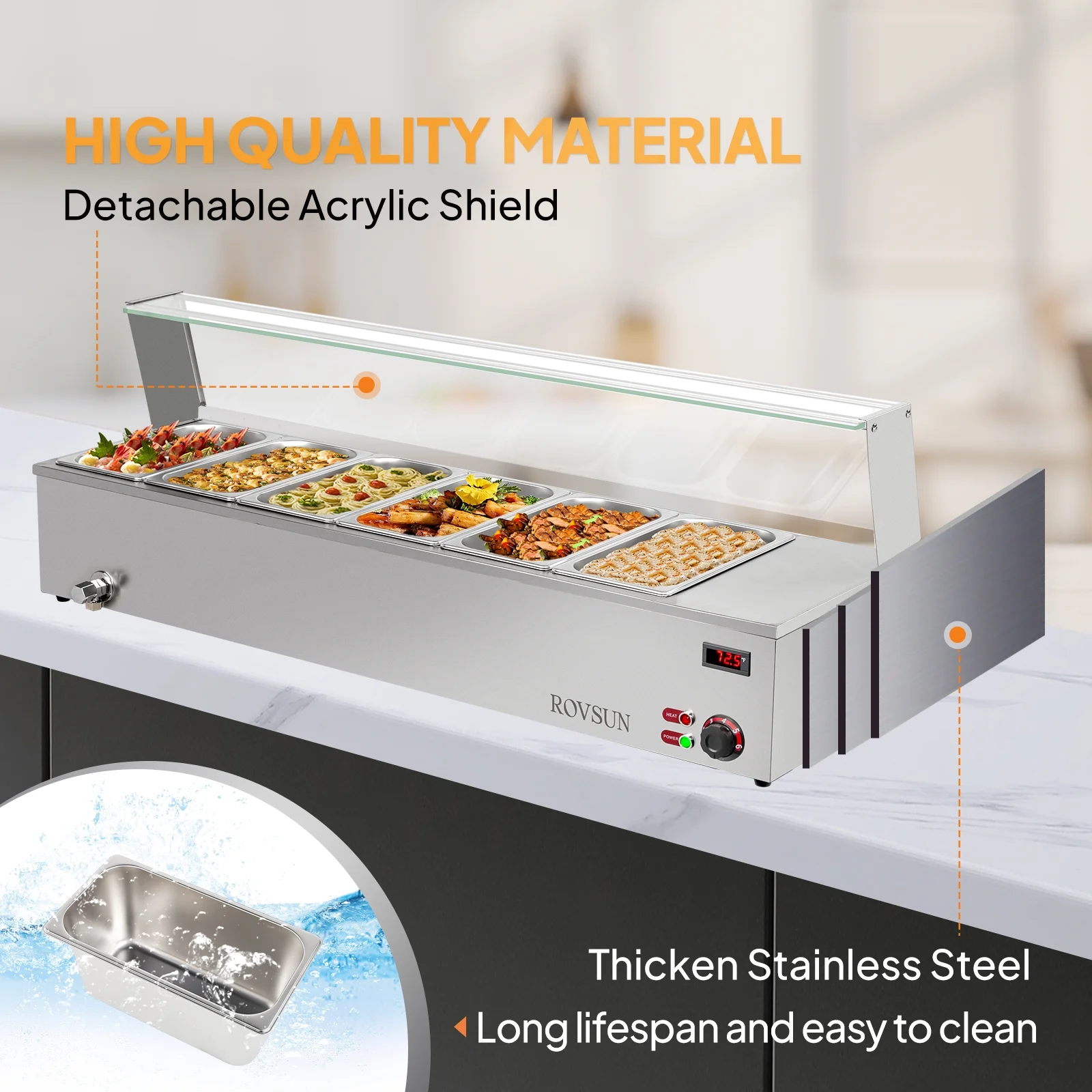 ROVSUN 48QT 1500W Electric Commercial Food Warmer