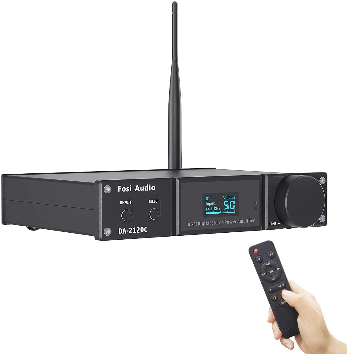 Fosi Audio DA2120C 240W Bluetooth 5.0 Stereo Audio Hi-Fi DAC Amplifier Support aptX 24Bit-192kHz 2.1 Channel Integrated Class D Power Amp with